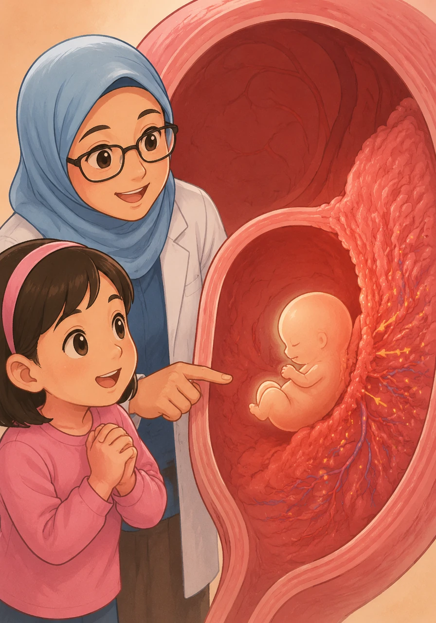 Embrio tersebut kemudiannya bergerak perlahan-lahan dan menempel dengan selamat pada dinding rahim ibu yang hangat. Di sinilah embrio mendapat segala zat makanan dan perlindungan yang secukupnya untuk terus membesar dari hari ke hari.