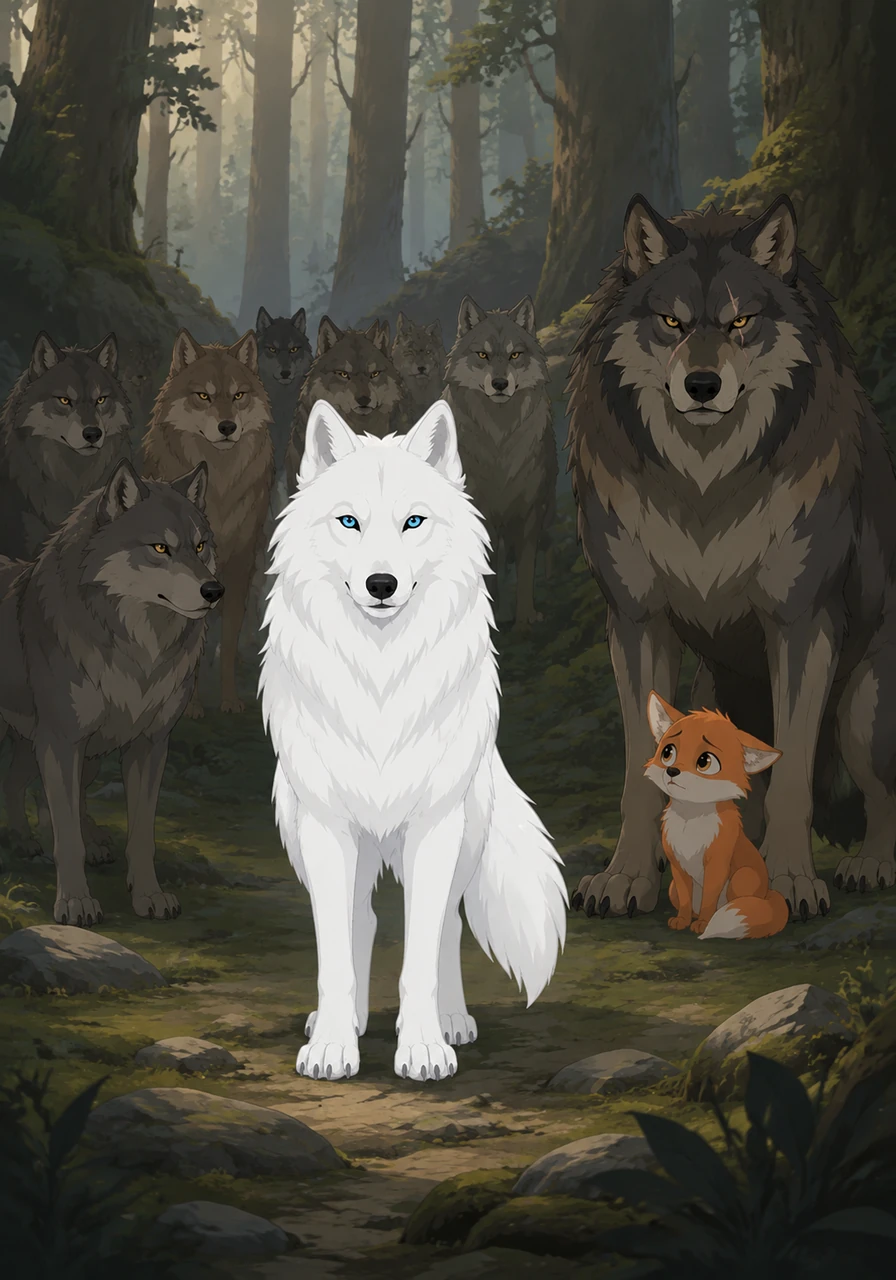 In the heart of the ancient forest, Layla stood out like a fallen star. While her pack was covered in shades of grey and brown, her fur was as white as the deepest winter snow and her eyes shone like clear blue ice.