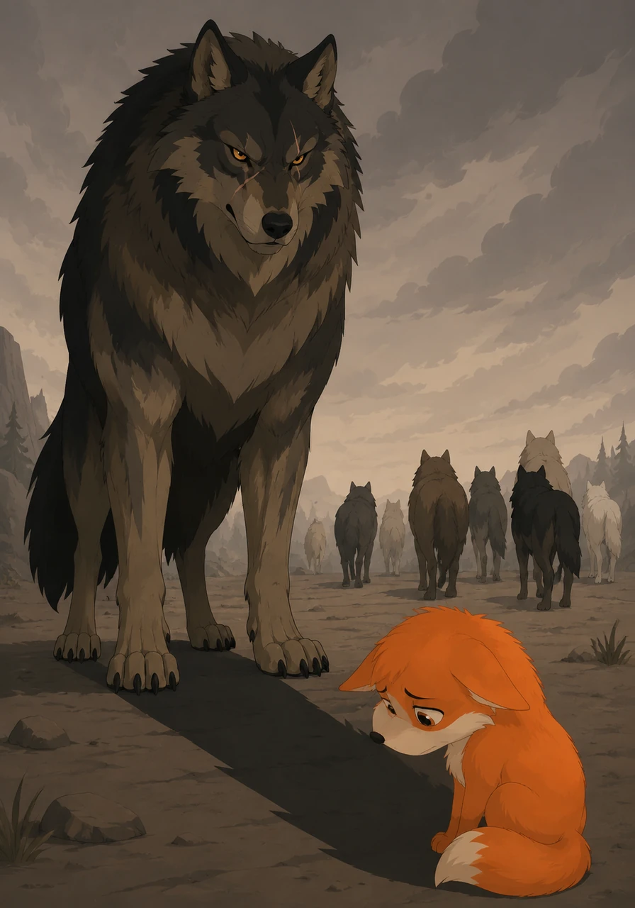 The Great Alpha stood before Layla, his shadow looming large over her small frame. With a low, rumbling growl, he told her that her strange appearance brought bad luck to the hunt, and the pack turned their backs on her.