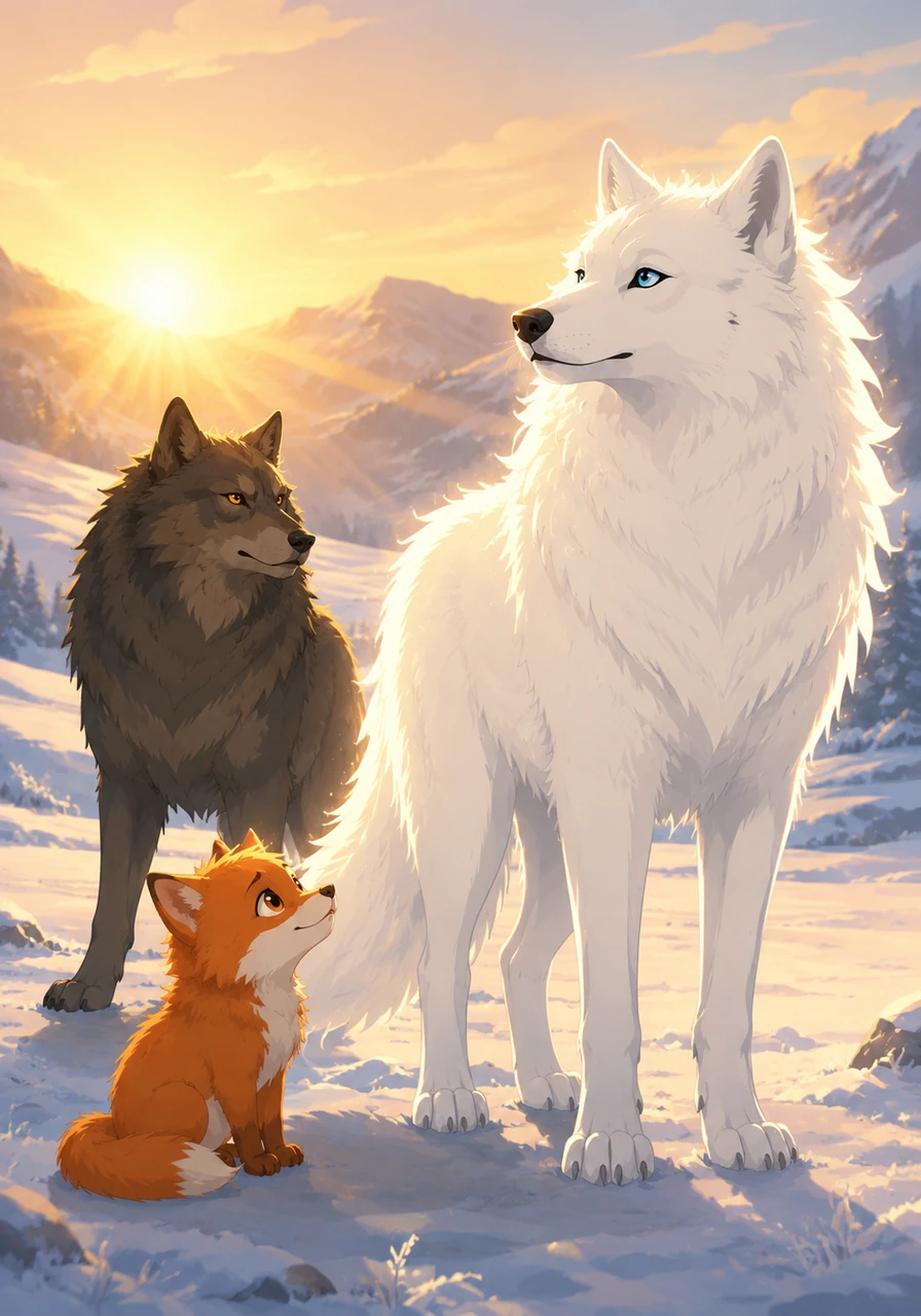 When the morning sun rose, its golden rays touched Layla’s white fur, making her shimmer like a diamond against the landscape. She realized that in this vast, white world, she wasn't an outsider; she was a part of the winter itself.