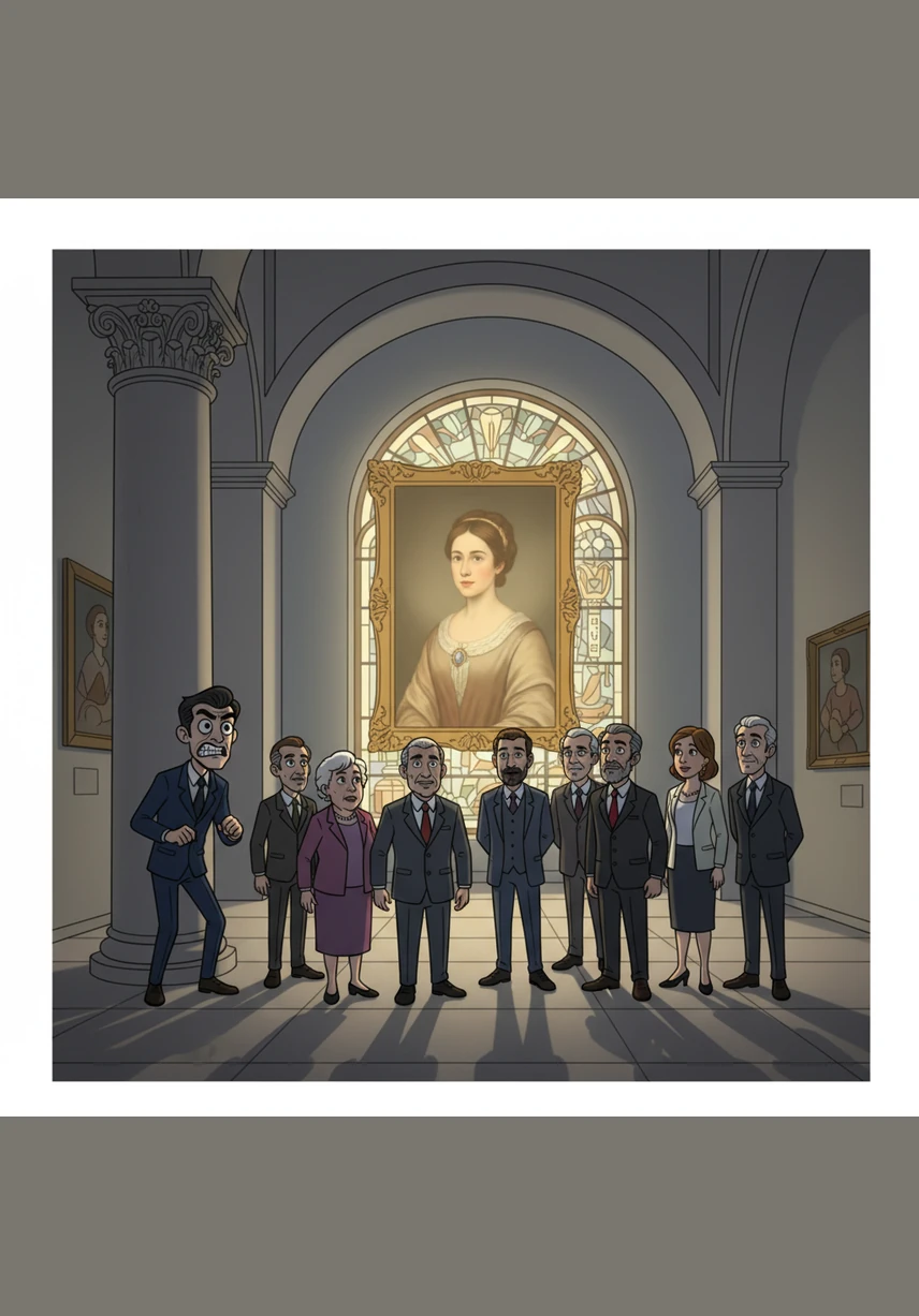 The next morning, the committee gathered around the restored masterpiece, whispering in awe at the light emanating from the lady’s collar. Julian watched from the shadows, his face twisted with a mixture of envy and disbelief at the quality of the work.