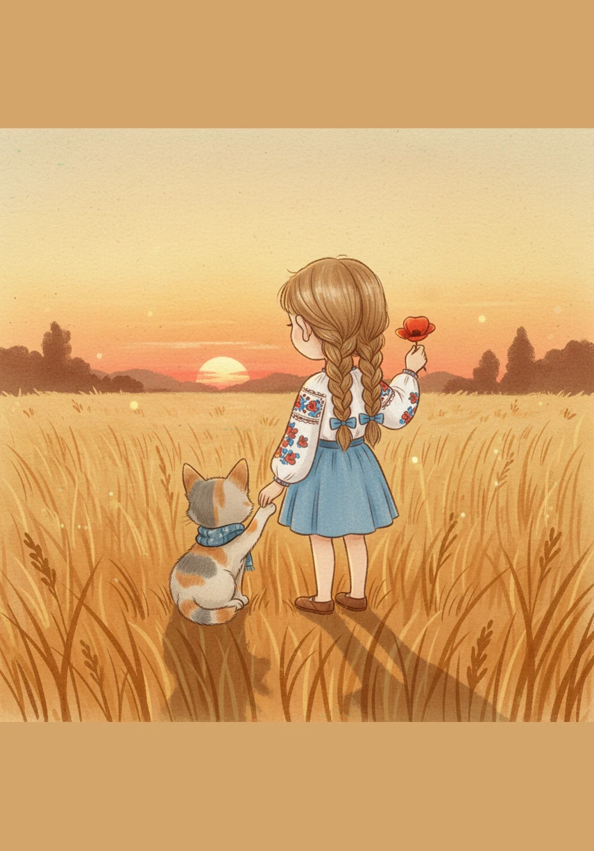 The sun starts to go down in the sky. Mafka is a little tired now. She looks for the way back to her house.