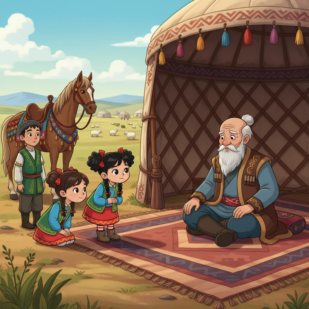 Данагүлдің айтуымен қыздар аттан түсіп, жаяулап келіп сәлем берді. Төле би таңырқай қарап: «Мына қыздың сөзі де, қылығы да дана екен!» - деп іштей сүйсінді.