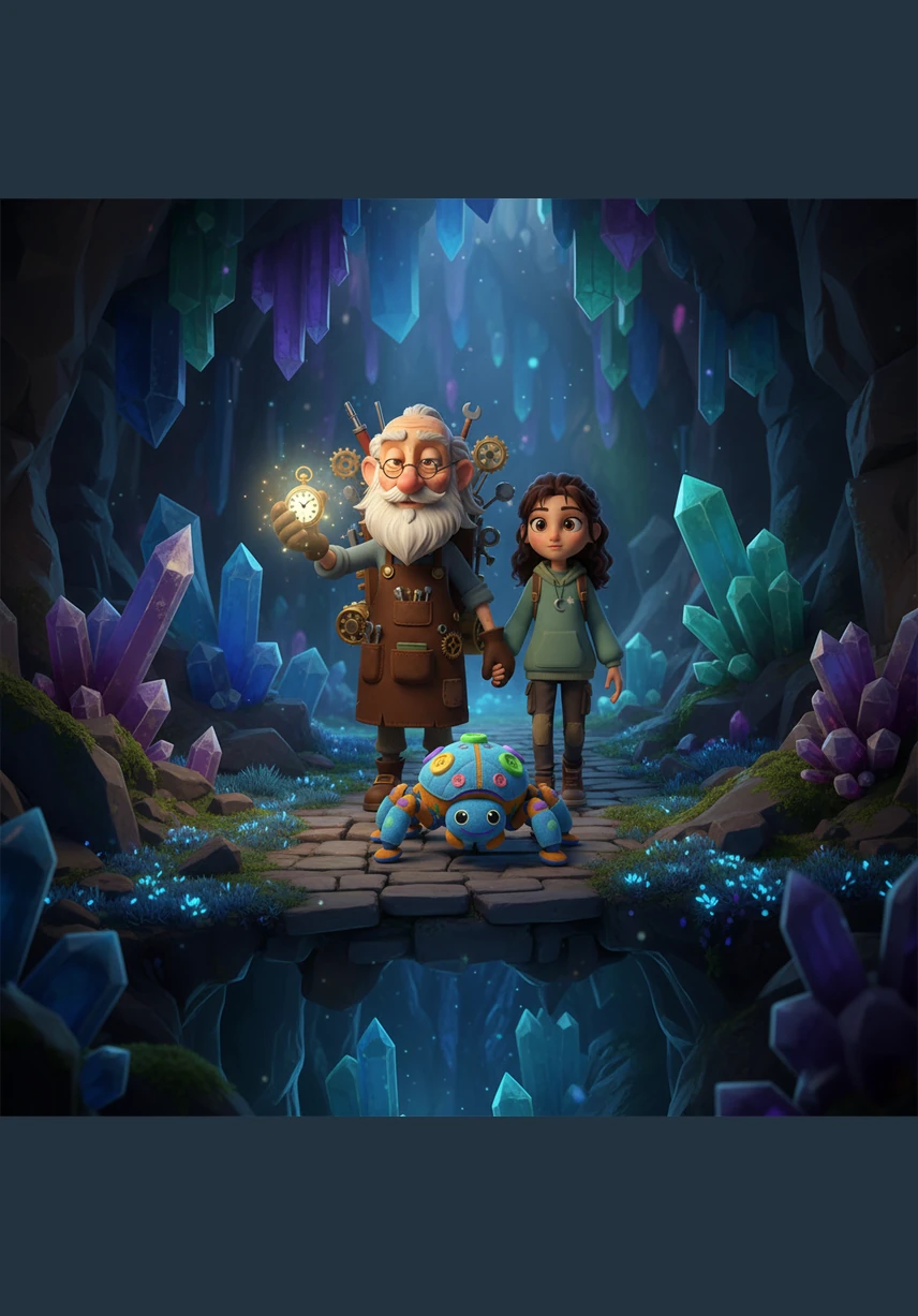 Поняв, что кто-то крадет время в огромных масштабах, Элиас надел свой плащ с деревянными кукушками и взял сумку с шестеренками. Вместе с Мирой они отправились в путь через сумеречный лес к таинственному оврагу.