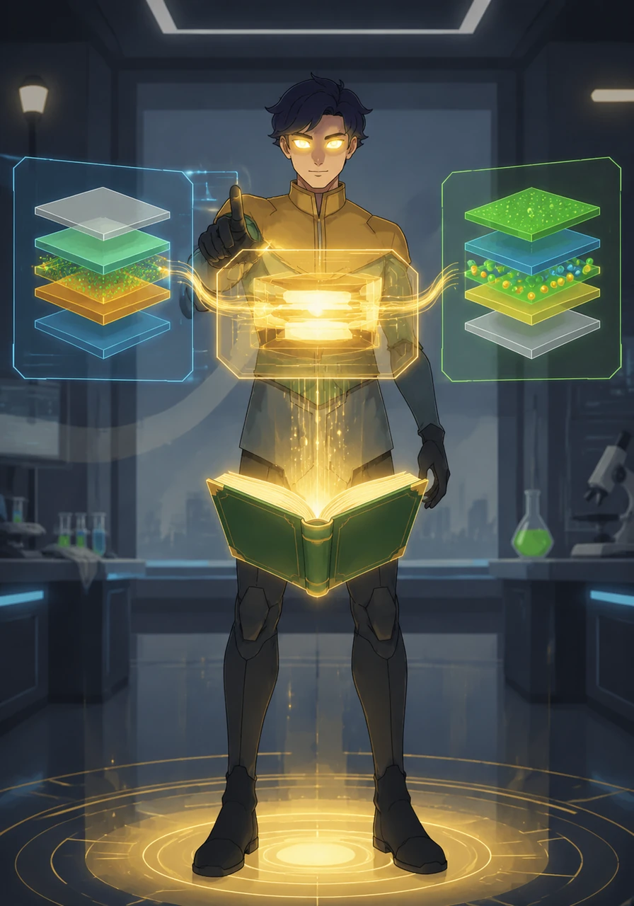 Bringing his analysis to a close, Lumos projects a definitive central conclusion box that bridges both architectural diagrams. The text solidifies to declare that while OLEDs achieve peak performance through stable charge balance and fixed zones, LECs face inherent efficiency limits due to their reliance on volatile ion transport. With the scientific mystery solved, Lumos saves the schematic into the master review journal, illuminating the path forward for advanced materials.
