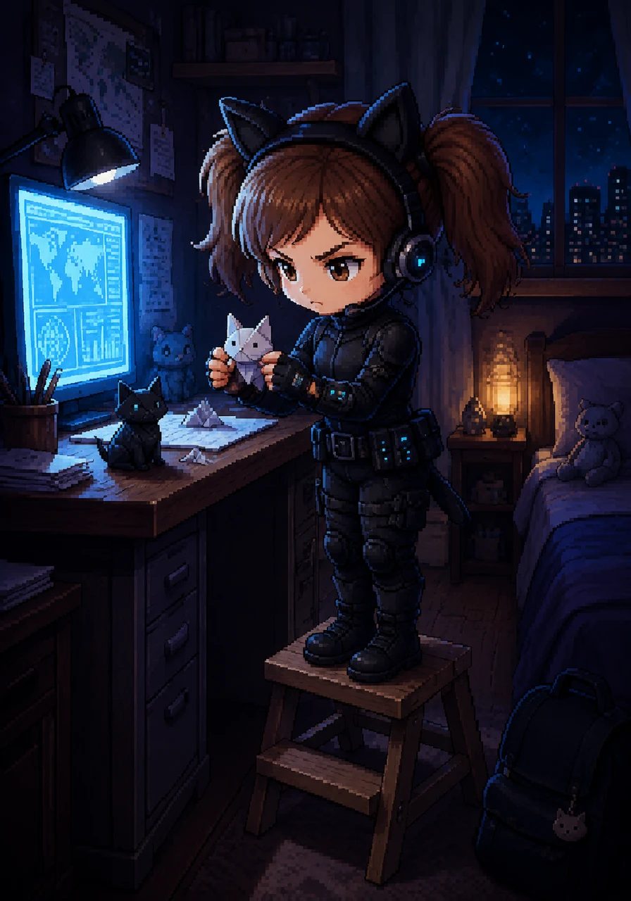 Night after night, the miniature hero continued her crusade, leaving a tiny origami cat calling card at every mansion she visited. The greedy elite grew terrified of the shadowy figure, completely unaware that their high-tech nemesis was a little girl who still needed a stool to reach the kitchen counter.
