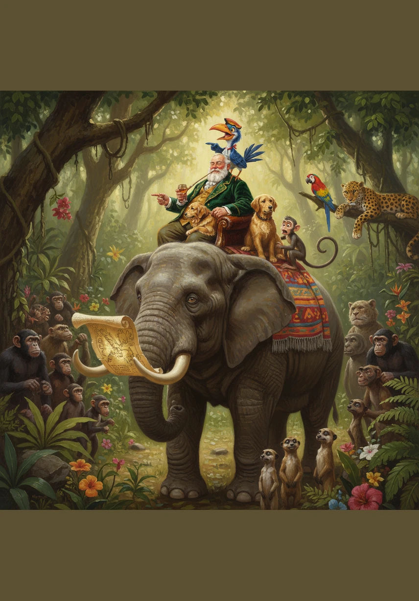 Suddenly, Barnaby noticed a tiny butterfly trapped in a sticky spiderweb high in a thorny bush. Using his long, strong trunk, he carefully reached up and gently rescued the butterfly, saving the day with his elephant strength.