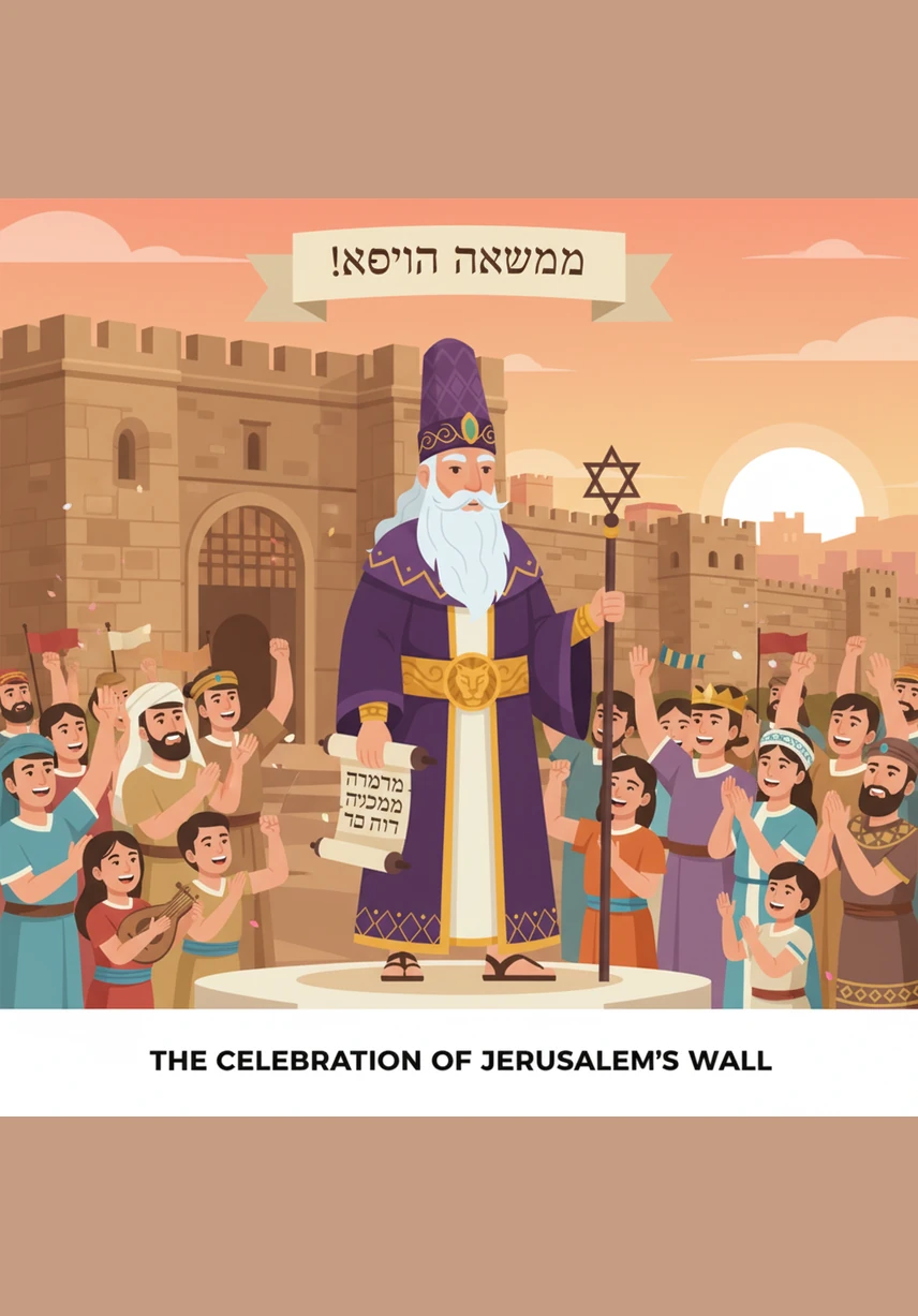The people of Jerusalem gather to celebrate their success, their hearts filled with joy and a renewed sense of identity. Nehemiah looks out over the restored city, knowing that they have built more than just a wall—they have restored their hope.