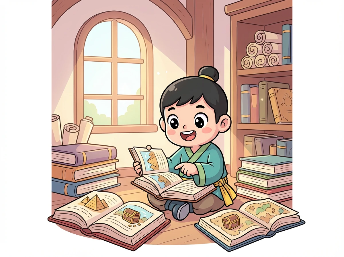 年轻的李明，对历史充满了好奇，尤其对那些埋藏在地下的古代秘密着迷。他常常在村里的图书馆里，翻阅关于古墓和宝藏的古籍，梦想着有一天能亲自去探索。