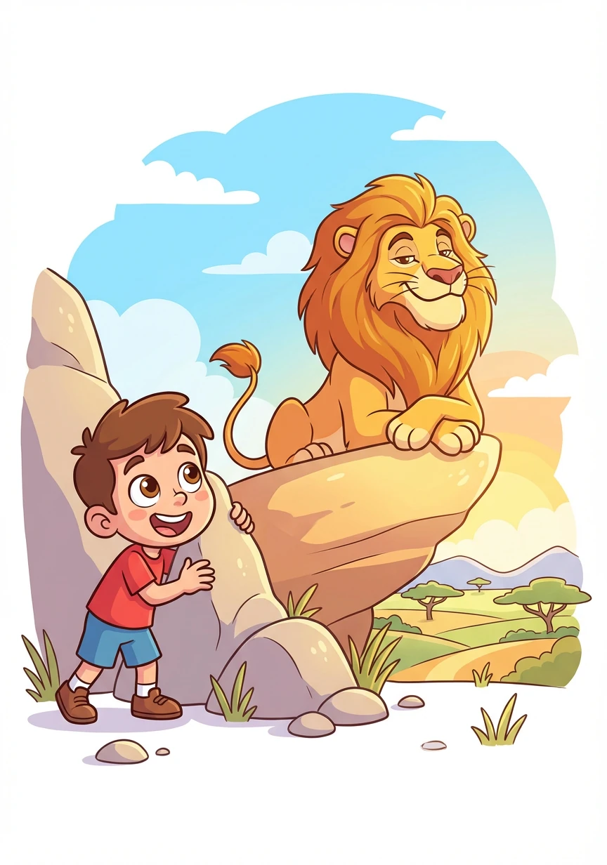 Alex admires a majestic lion basking in the sun. The king of the jungle surveys his domain with pride.