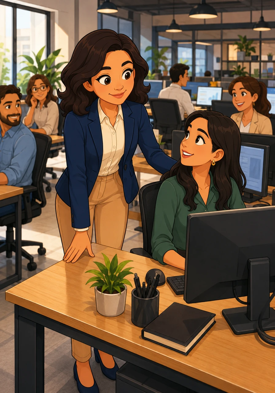 Despite the roaring success, Yunuen remained deeply committed to a contextualized and deeply human approach to innovation, ensuring that technology never replaced genuine personal connection. She walked among the desks, offering warm smiles, encouraging words, and personal guidance, balancing the digital tools with her heartfelt presence.