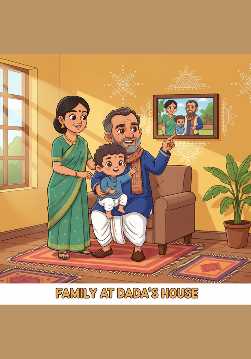 Back at the grandparents' house in Erode, Ashreeth drinks a tall glass of fresh milk given to him by his Avva. He feels safe and cozy at last, snuggling under the covers and falling into a deep sleep that lasts until the sun is high at 8:00 AM.