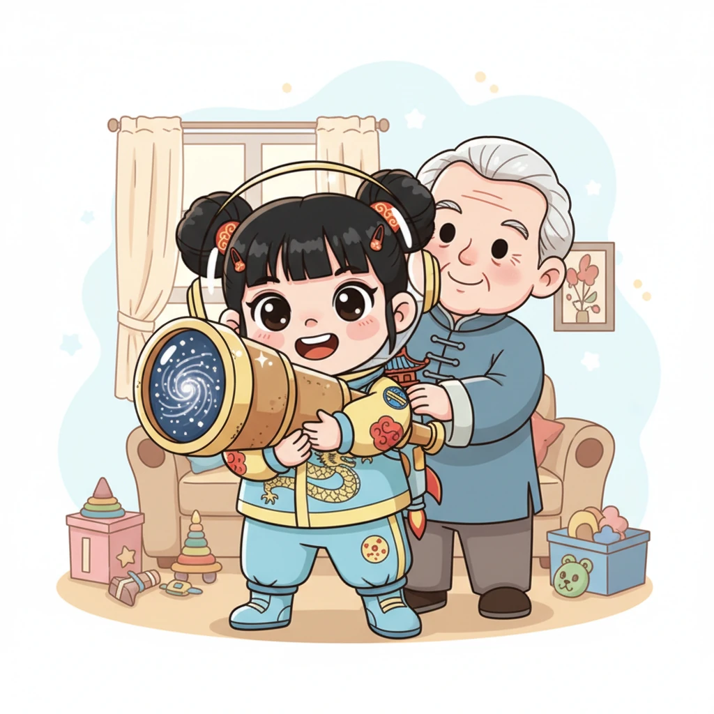 星儿生日那天,爷爷送给她一份特别的礼物——一个有些旧却擦得锃亮的望远镜。她惊喜地抱住它,仿佛抱住了整个宇宙。望远镜的镜片里,似乎已经映出了无数闪烁的星星。
