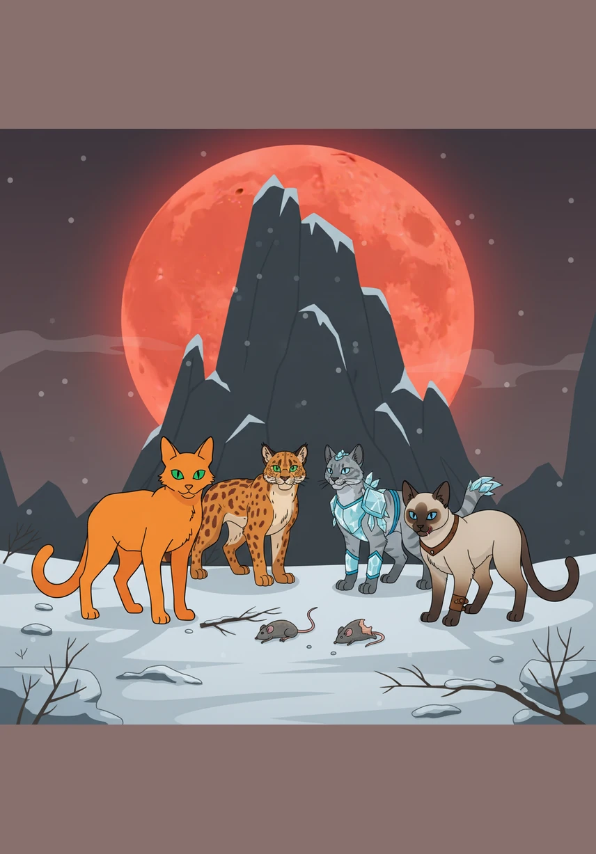 The four clan leaders gather at the Great Rock under a blood-red moon, their low growls echoing through the clearing. Food is becoming dangerously scarce in the winter chill, and the fragile peace between the clans is finally beginning to shatter.