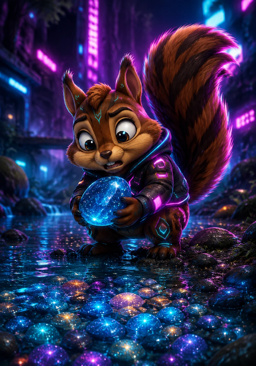 Barnaby walked to the sparkling river and looked into the clear water. He saw shiny, smooth stones that looked like little stars. He picked up a beautiful blue stone, but it felt too heavy for a little squirrel to carry.