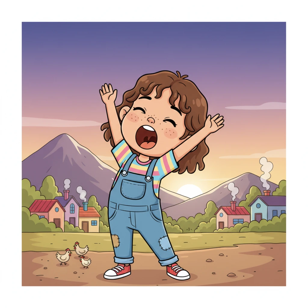 Before the sun even peeked over the mountains, Xiao-Mei was already awake. She stretched with a big yawn, her small hands reaching for the sky. A new day of helping her family was about to begin, full of chores and adventures.