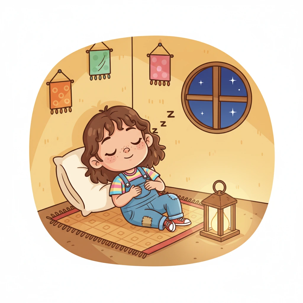 As night fell, Xiao-Mei snuggled onto her humble mat. A soft, warm glow from a small lantern filled the room. She drifted off to sleep with a gentle smile, dreaming of a bright new day and all the possibilities it held.
