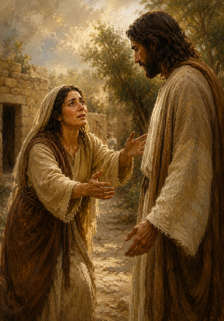 Hearing of his arrival, Martha ran out to meet Jesus with tears in her eyes but unwavering faith in her heart. She looked up at him and declared that even in her deepest grief, she knew he held the power to do anything.