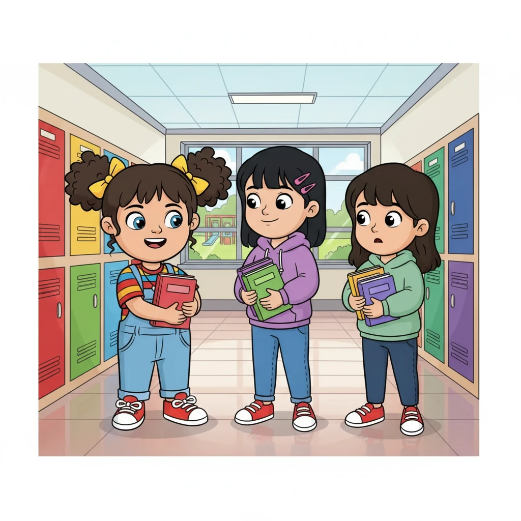 Only Zoe and Sofia, two kind girls, smiled and welcomed Fernanda. They helped her with her books and made her feel less alone. They chatted with her and made her laugh, making her feel included.