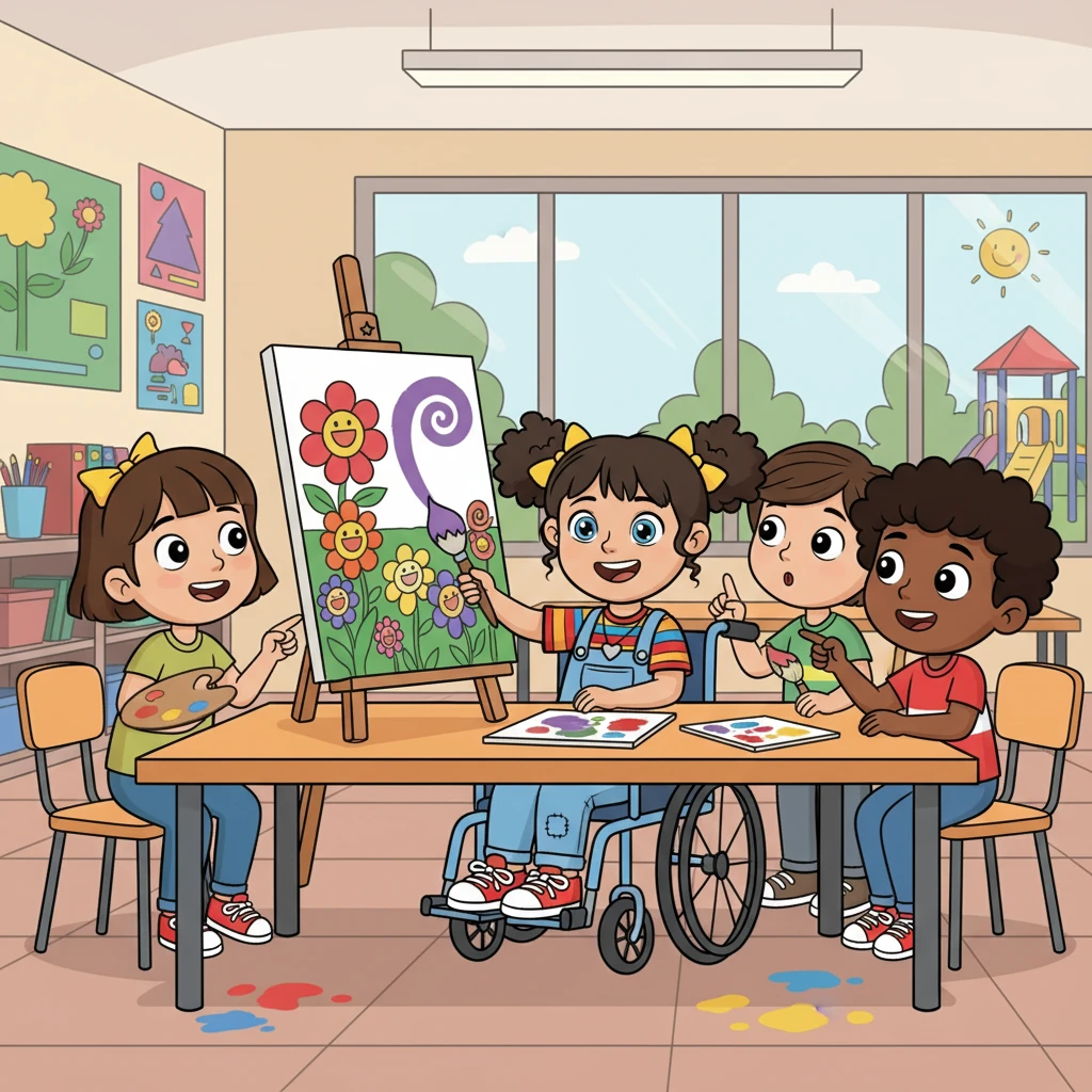 One day, during a school project, Fernanda's classmates saw her artistic talent. They were impressed by her creativity and unique perspective. They started to see her as more than just a girl in a wheelchair.
