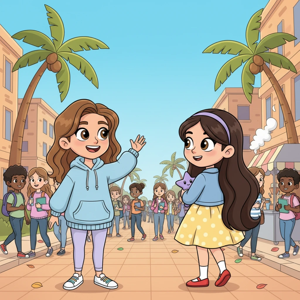 Tanisha, with her shoulder-length brunette hair, first spotted Ishaanya across the buzzing college campus in Mumbai, a bright smile on her face. Ishaanya's long dark hair cascaded down her back as they navigated the lively crowds. A spark of connection immediately flickered between them amidst the newness of college life in 2024.