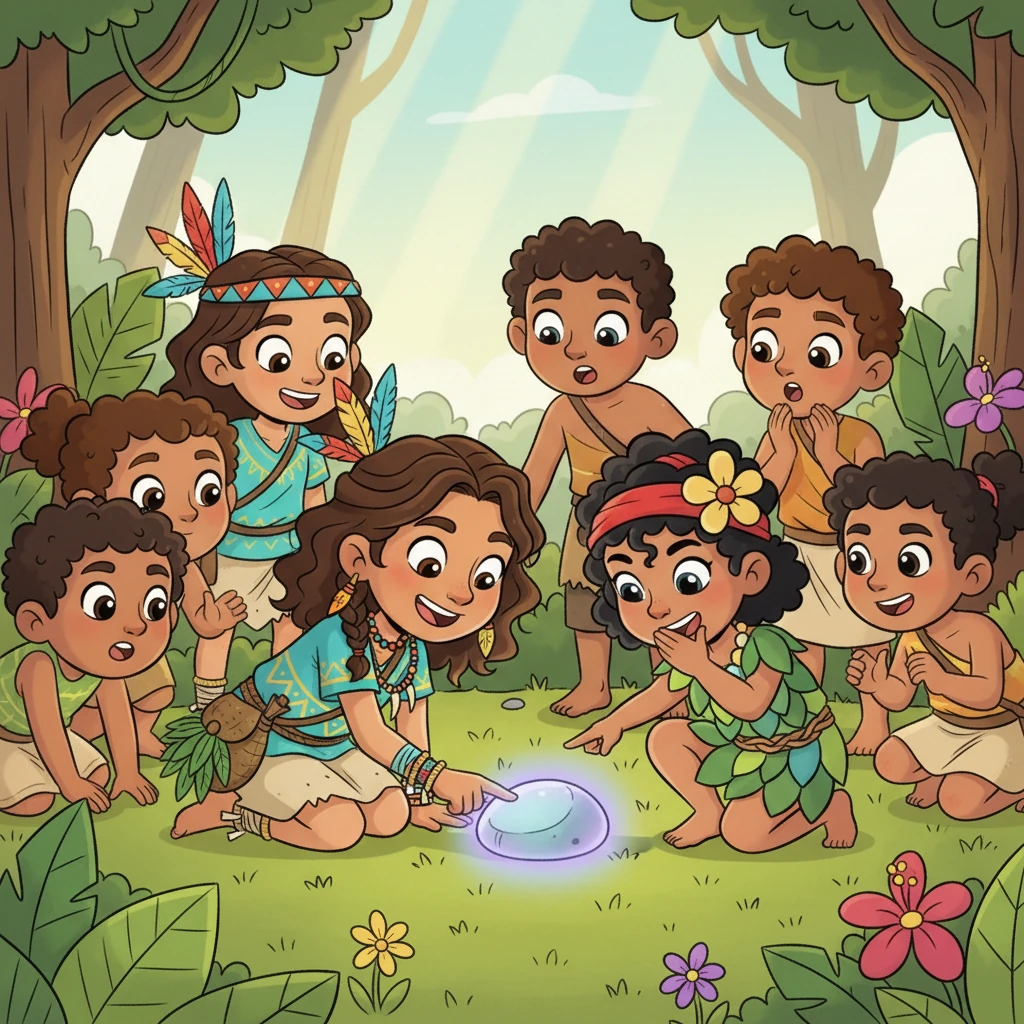 The entire village was now captivated by the 'glowing stone.' They poked and prodded at the mysterious object, trying to make the light appear again, their faces a mix of awe and excitement. It was a magical discovery, a tiny, fleeting window into a world they couldn't comprehend.