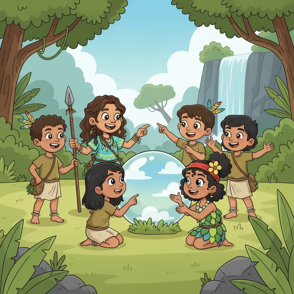 Koa imagined it was a window to the sky, or perhaps a tool to speak with ancient spirits. The tribe, filled with wonder and playful ideas, gathered around, sharing their own imaginative stories about this incredible find. It sparked a new kind of curiosity and storytelling in their peaceful jungle home.