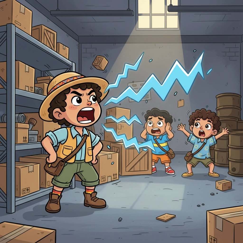 Rachid, esbelto y con una mirada gélida que congelaba el aire, apareció de la nada, sus ojos observando cada rincón del almacén. "Ya sé dónde están todos...", susurró con escalofriante calma. De repente, lanzó un supergrito devastador que hizo vibrar las paredes y paralizó a cualquiera que lo escuchara.