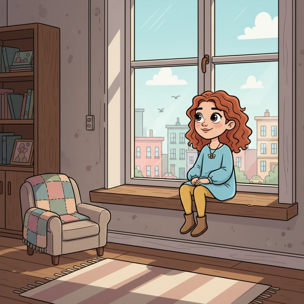 Jo is a small girl with big, wondering eyes, often found sitting by the window in their tiny apartment. She watches the bustling city below, a quiet longing in her heart for her mother, Helen, who is always away. The room feels a little too big and a little too quiet for just one small person.