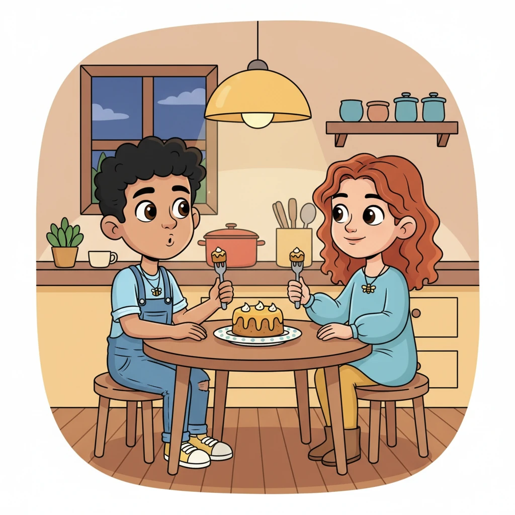 One evening, instead of rushing to bed, Helen sits with Jo at their small kitchen table and shares a small, sweet honey cake Peter had given her. They eat in comfortable silence, a moment of quiet connection blossoming between them as their hands brush. For Jo, it feels like the sweetest taste of honey she has ever known, a promise of warmth to come.