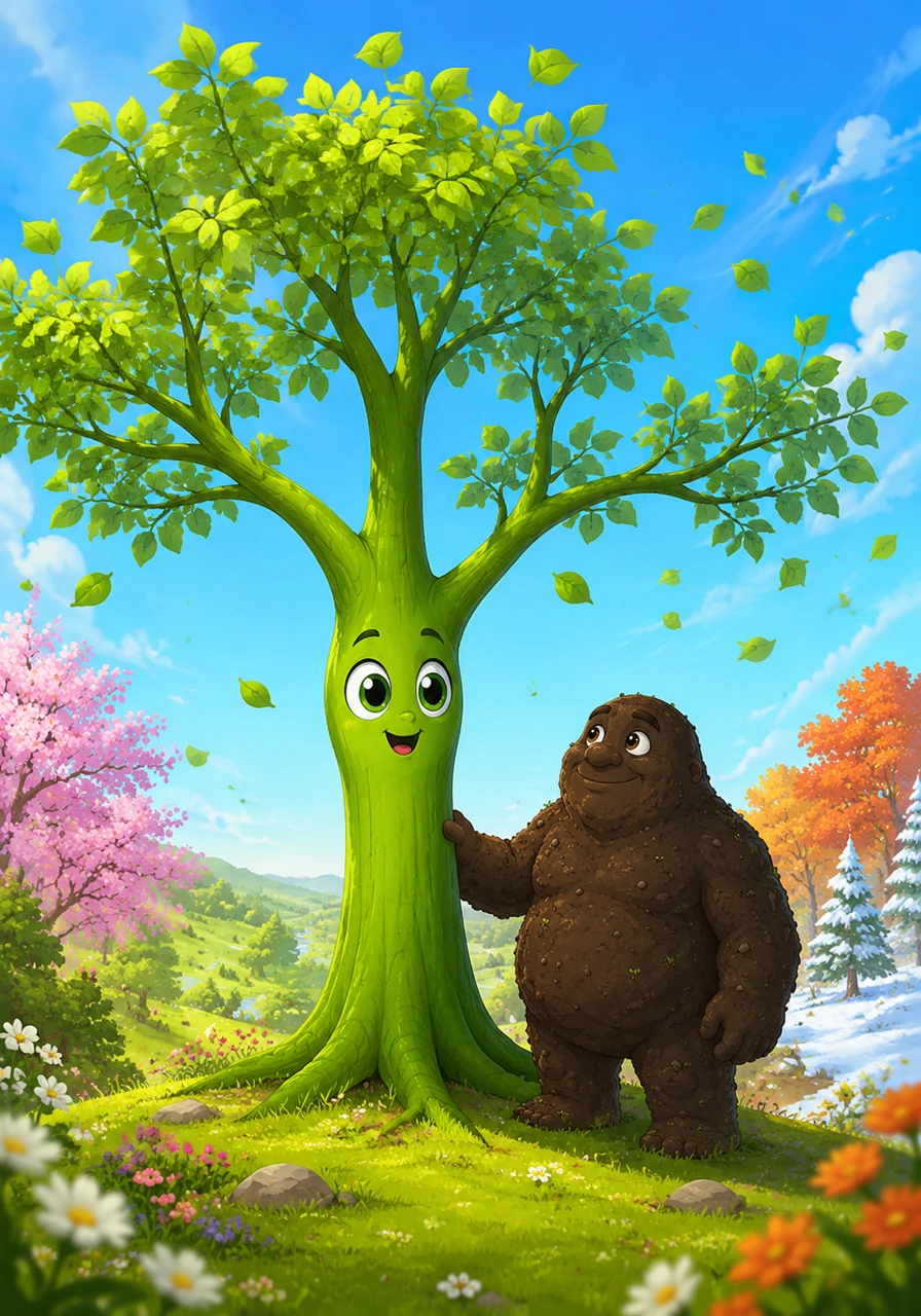 Seasons turned into years, and the little sprout grew taller and sturdier with every passing day. Pip stretched his branches wider and wider, enjoying the feeling of the wind and the gentle rhythm of nature.
