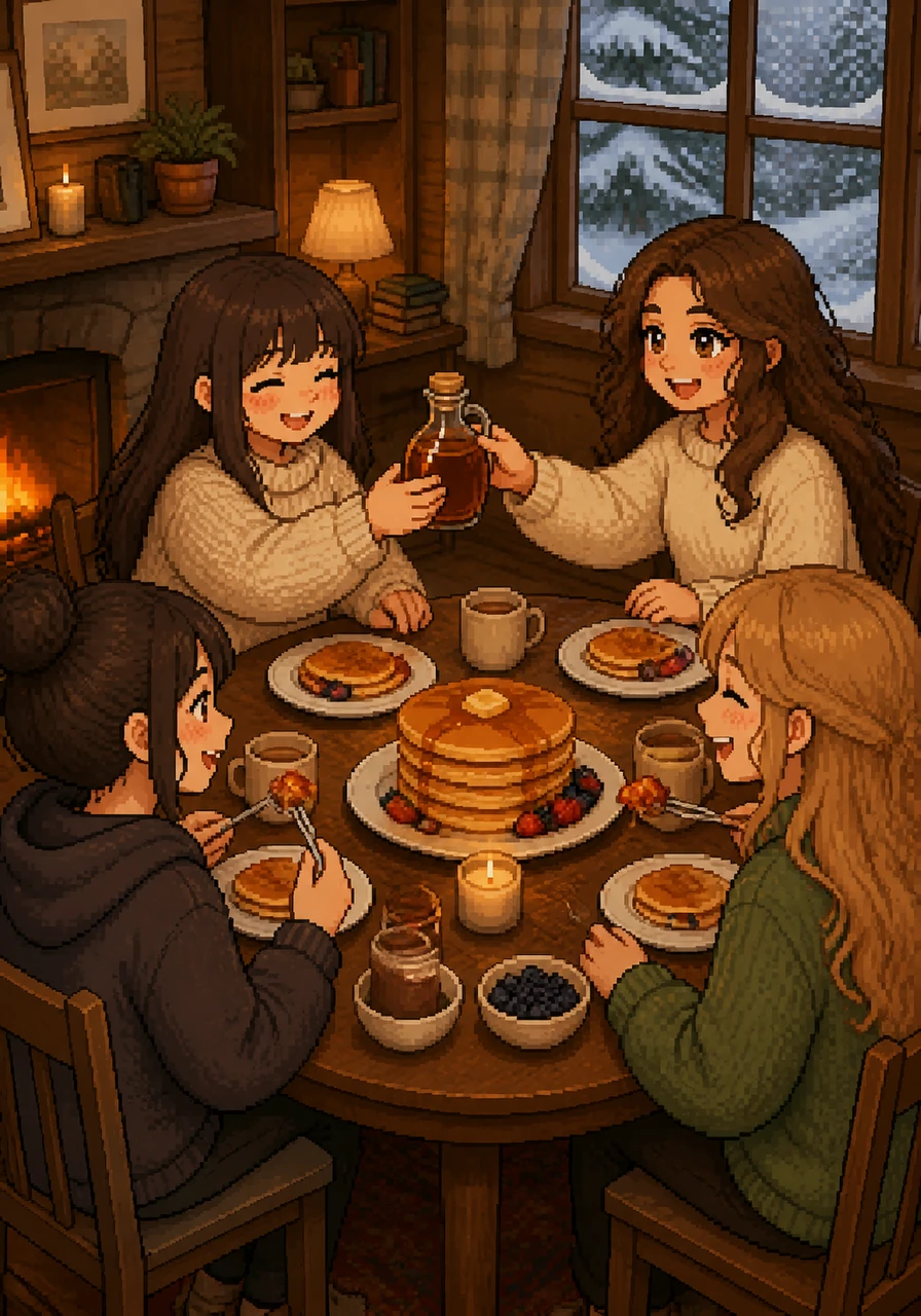 Everyone gathers around the table, passing around the maple syrup and sharing stories from the night's dreams. The clinking of forks and the sound of genuine laughter create a symphony of domestic happiness that warms the soul.