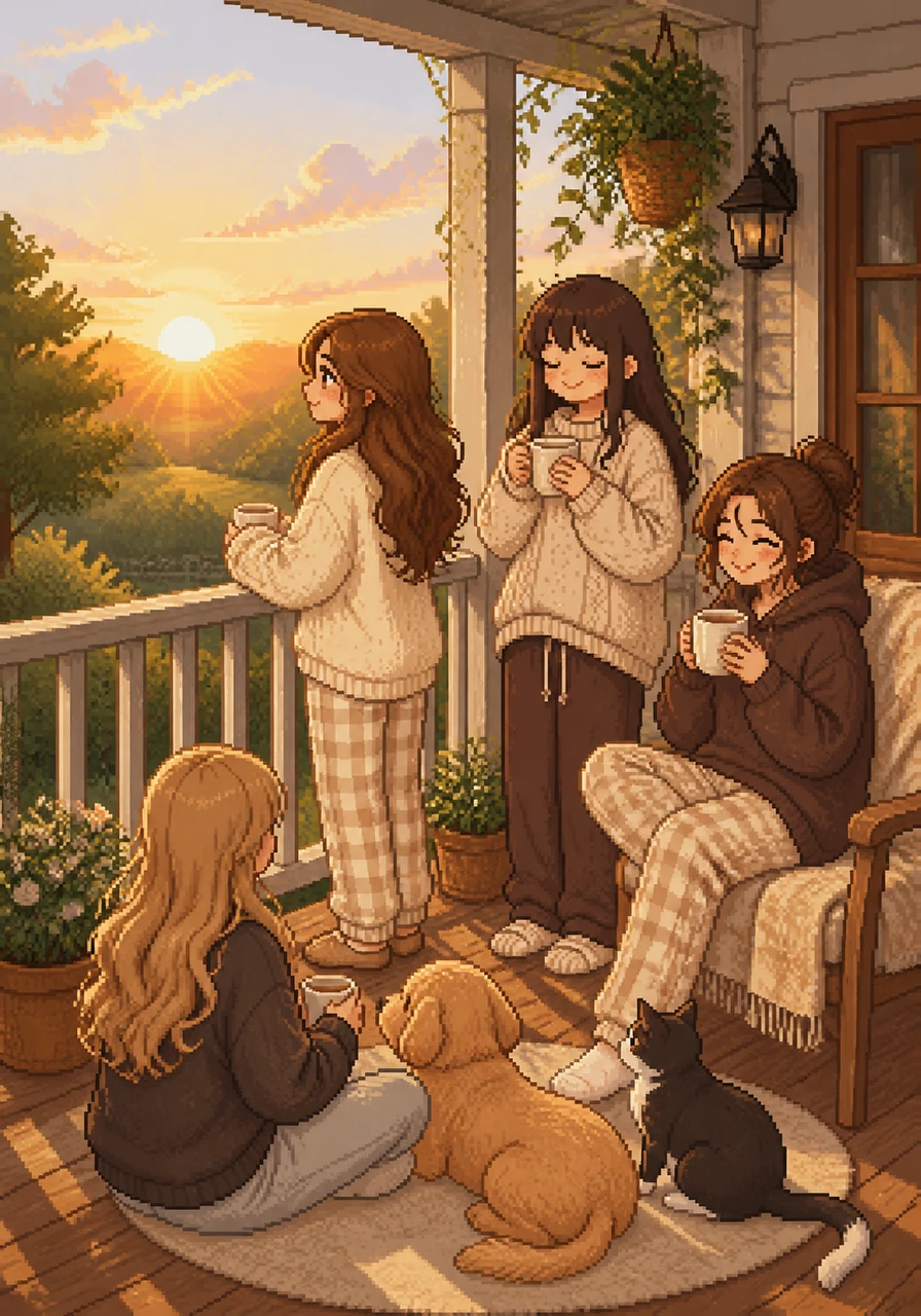 With full bellies and happy hearts, they step out onto the sun-drenched porch to watch the day truly begin. Surrounded by her favorite people, Elara realizes that home isn't just a place, but the feeling of waking up to those you love.