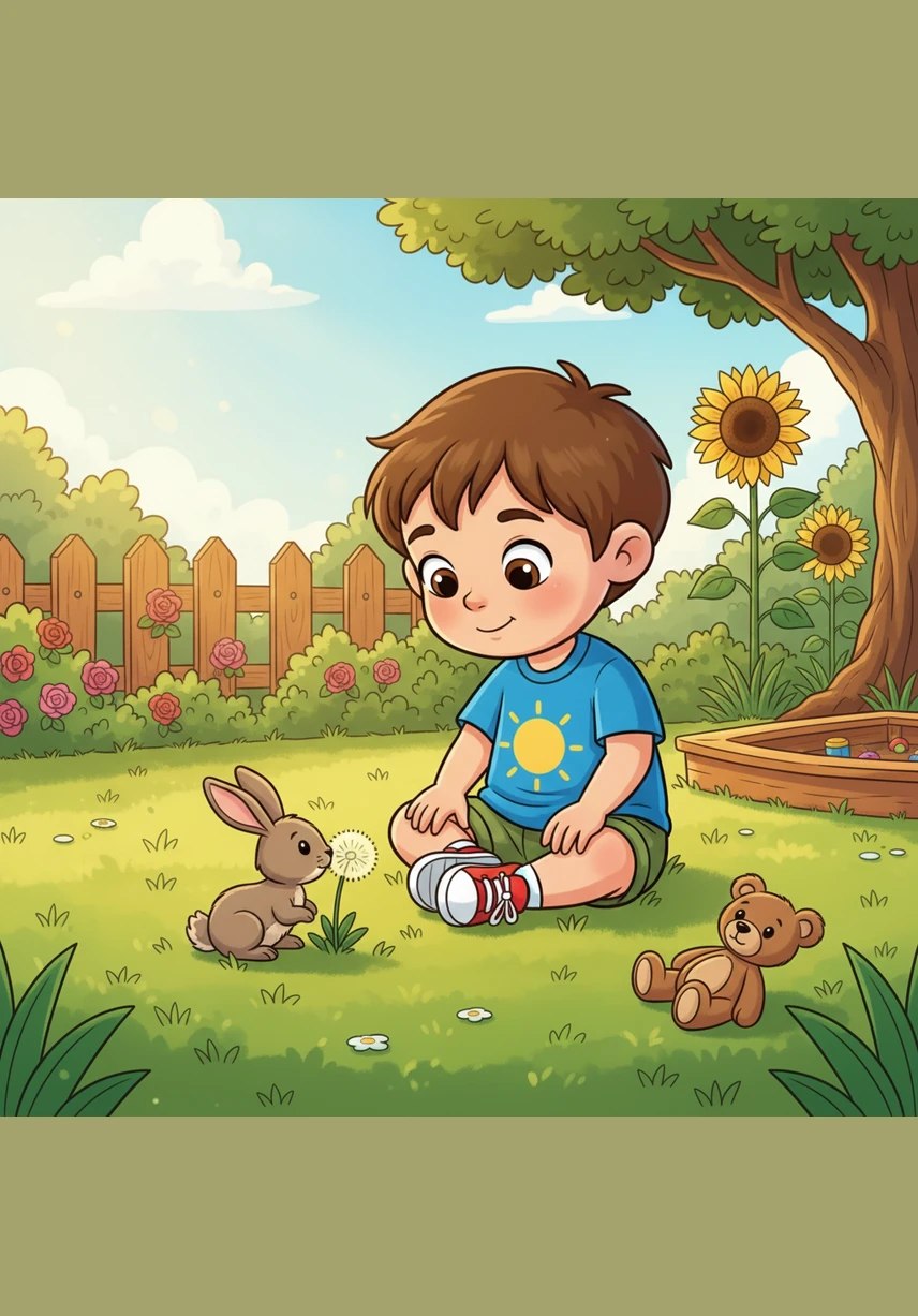 Outside in the garden, Leo sees a tiny seedling pushing through the dark soil toward the light. He realizes that like the plant, he is growing stronger and taller with every passing moment.