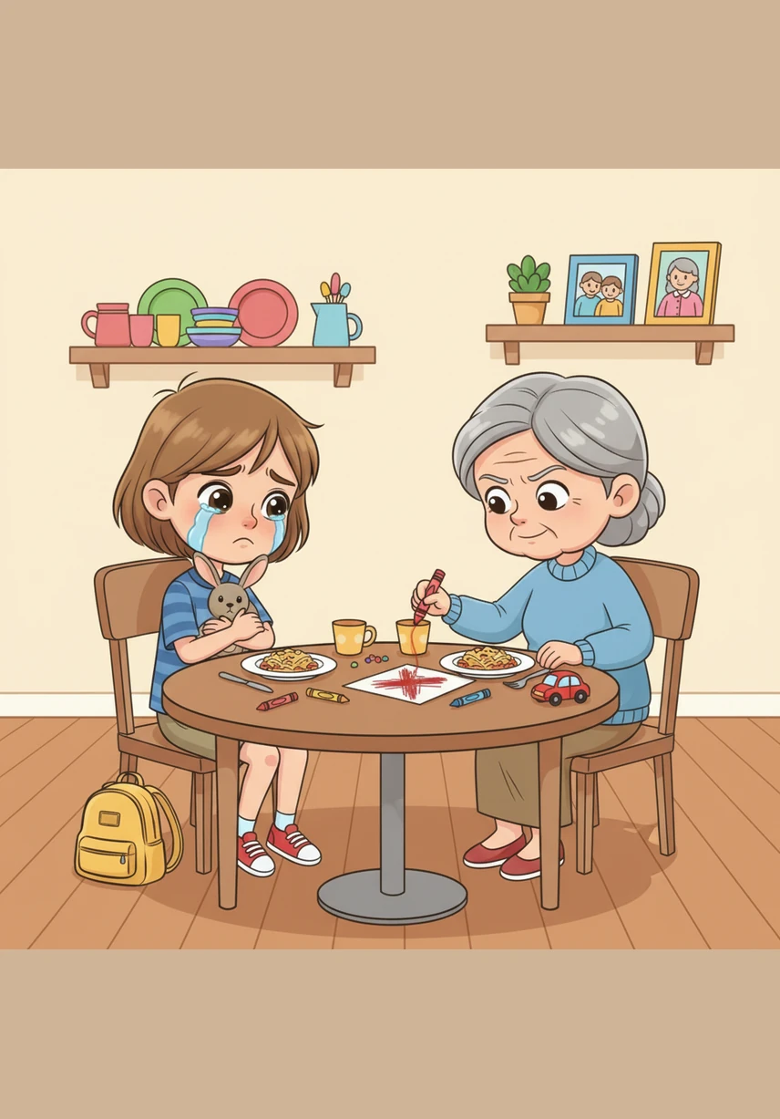 At the dinner table, Leo tries a bite of a new green vegetable he has never seen before. He discovers a new flavor and feels proud of his adventurous spirit and willingness to explore.