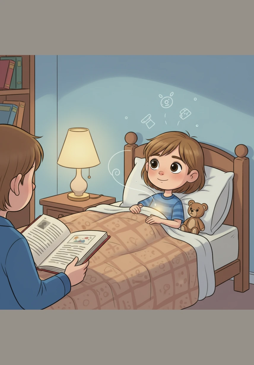 Tucked snugly into his warm bed, Leo listens to a bedtime story while feeling safe and secure. He thinks about all the things he did well today and whispers, I am loved, and I am enough.