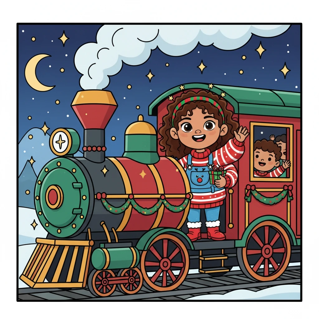 As the night drew to a close, Lily boarded the Christmas Eve Express once more, her heart filled with joy. The train began its journey back, carrying Lily and the other children home.