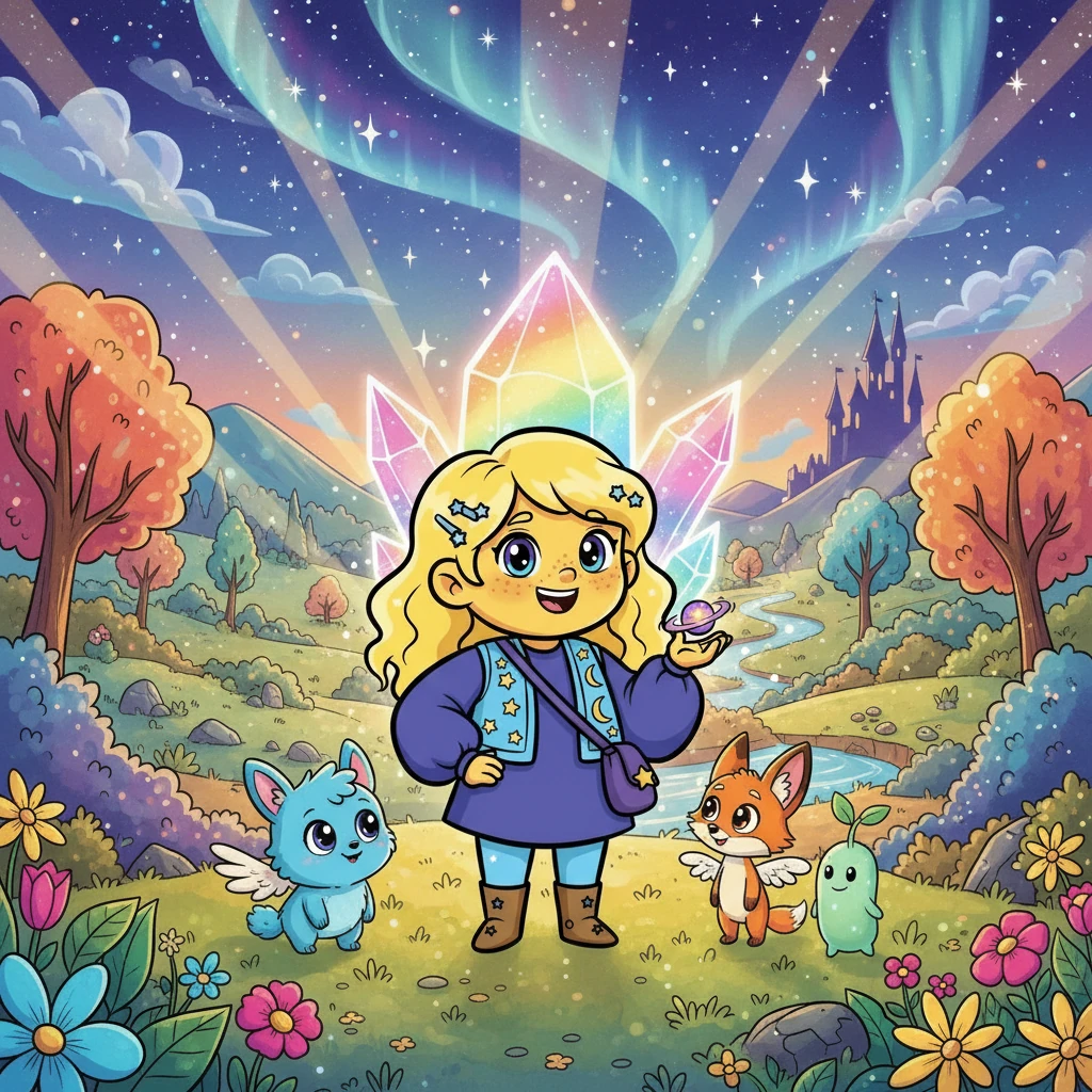 Вместе с новыми друзьями Звездочка нашла источник потерянного света - волшебный кристалл. Они помогли друг другу вернуть свой свет, и долина засияла яркими красками.