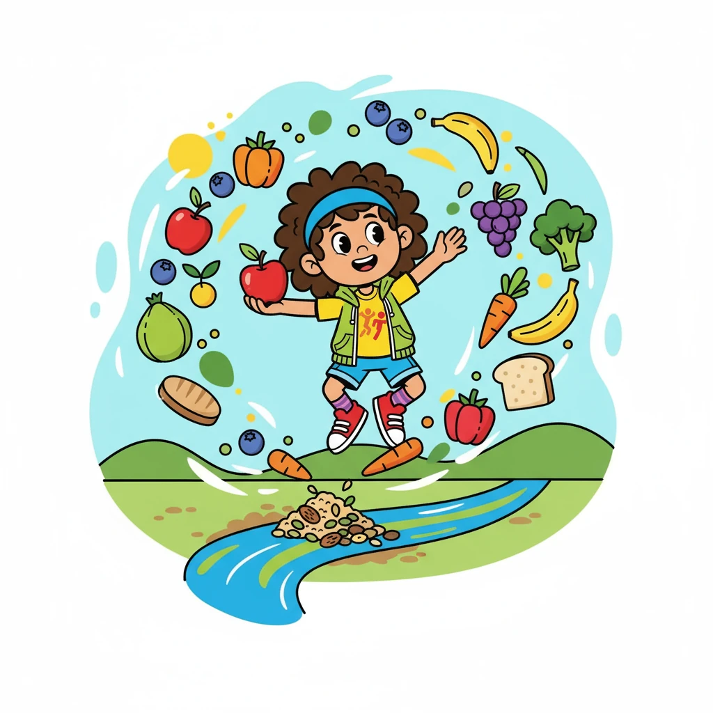 Ana aprendeu que uma alimentação equilibrada era essencial. Ela viu imagens de frutas coloridas, legumes frescos e grãos nutritivos, e sentiu a energia que esses alimentos proporcionavam.