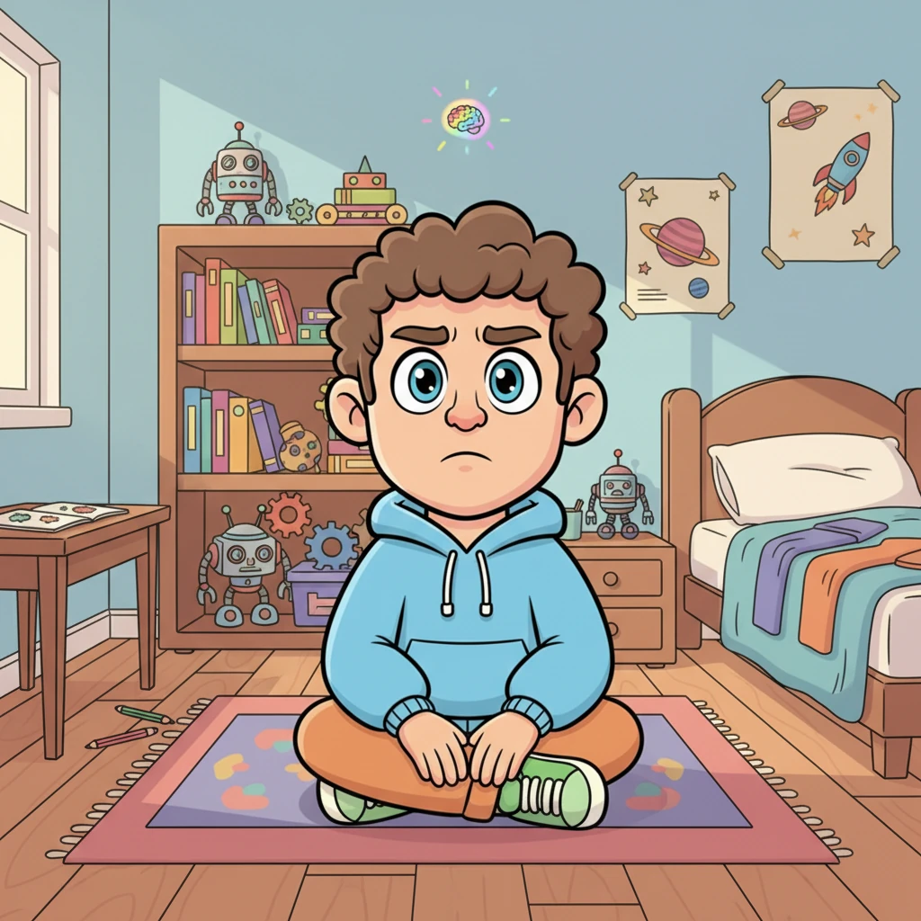 Art, a boy with bright, curious eyes, sat in his cozy, slightly cluttered bedroom, a thoughtful frown on his face. He often imagined grand adventures and impossible inventions, but today, something felt different. A tiny spark flickered in his mind, hinting at a secret power waiting to be discovered.