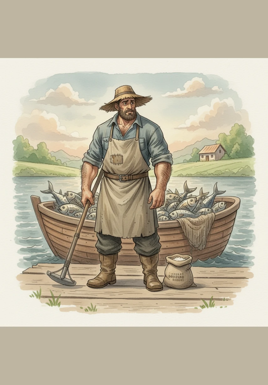 Si Carding naman ay nakahuli ng maraming isda pagkatapos ng bagyo, ngunit naubusan na siya ng bigas na isasaing sa kanyang bahay. Tumingin siya sa malayo at agad na naisip ang kanyang kaibigang si Lito.