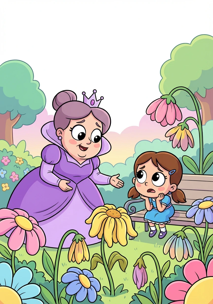 המלכה סיפרה לליבי על בעיה בממלכה: הפרחים החלו לנבול ולאבד את צבעם.