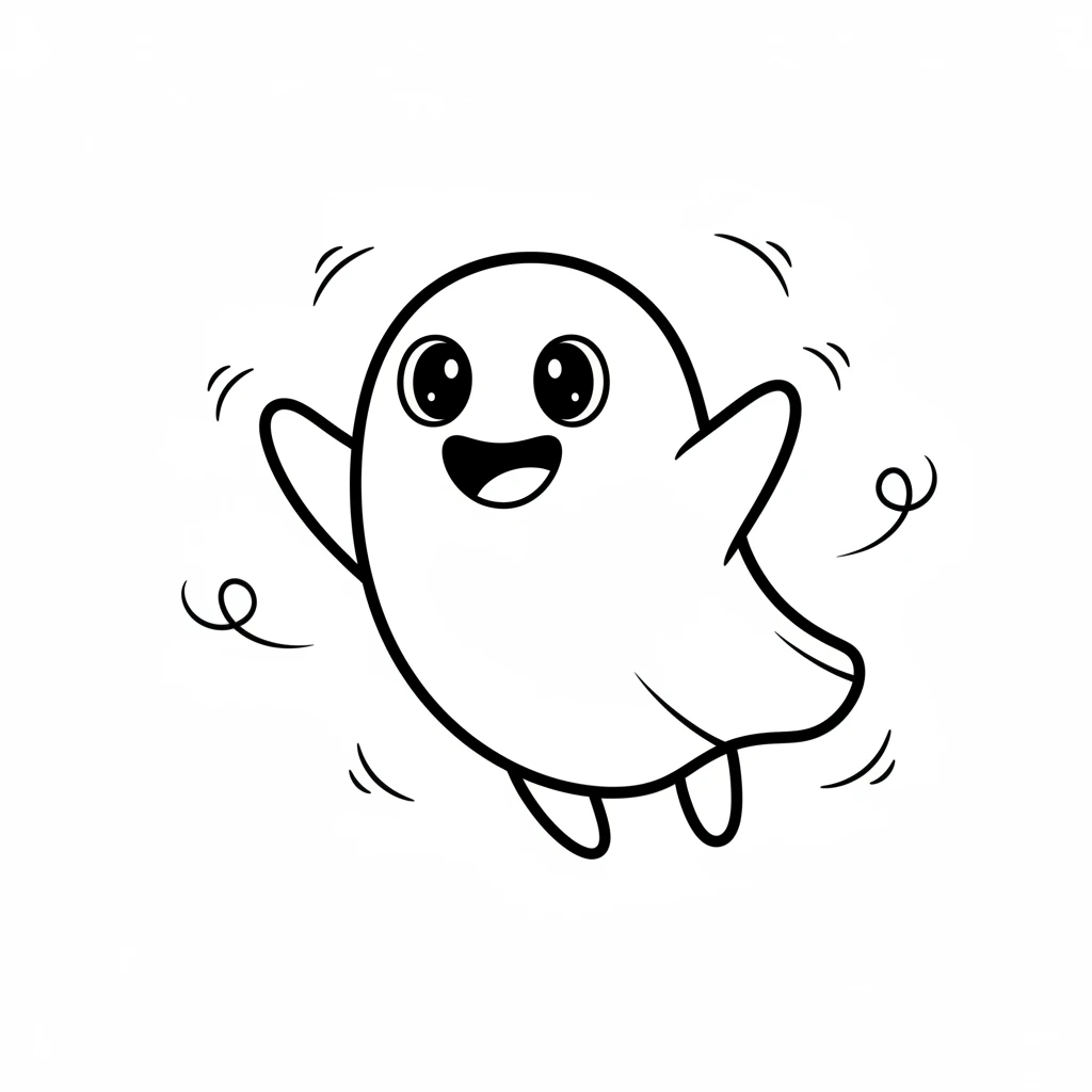 Boo, a friendly little ghost, floated happily on a crisp autumn evening. Tonight was Halloween, and Boo loved the magic in the air. Boo's round eyes sparkled with excitement.