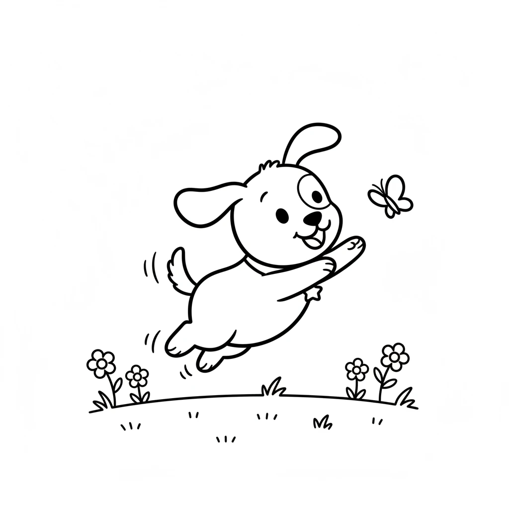 Little Cosmo was just a happy puppy, full of wiggles and woofs. He loved to chase butterflies in the sunny green meadow. His tail wagged like a cheerful pendulum, always ready for fun.