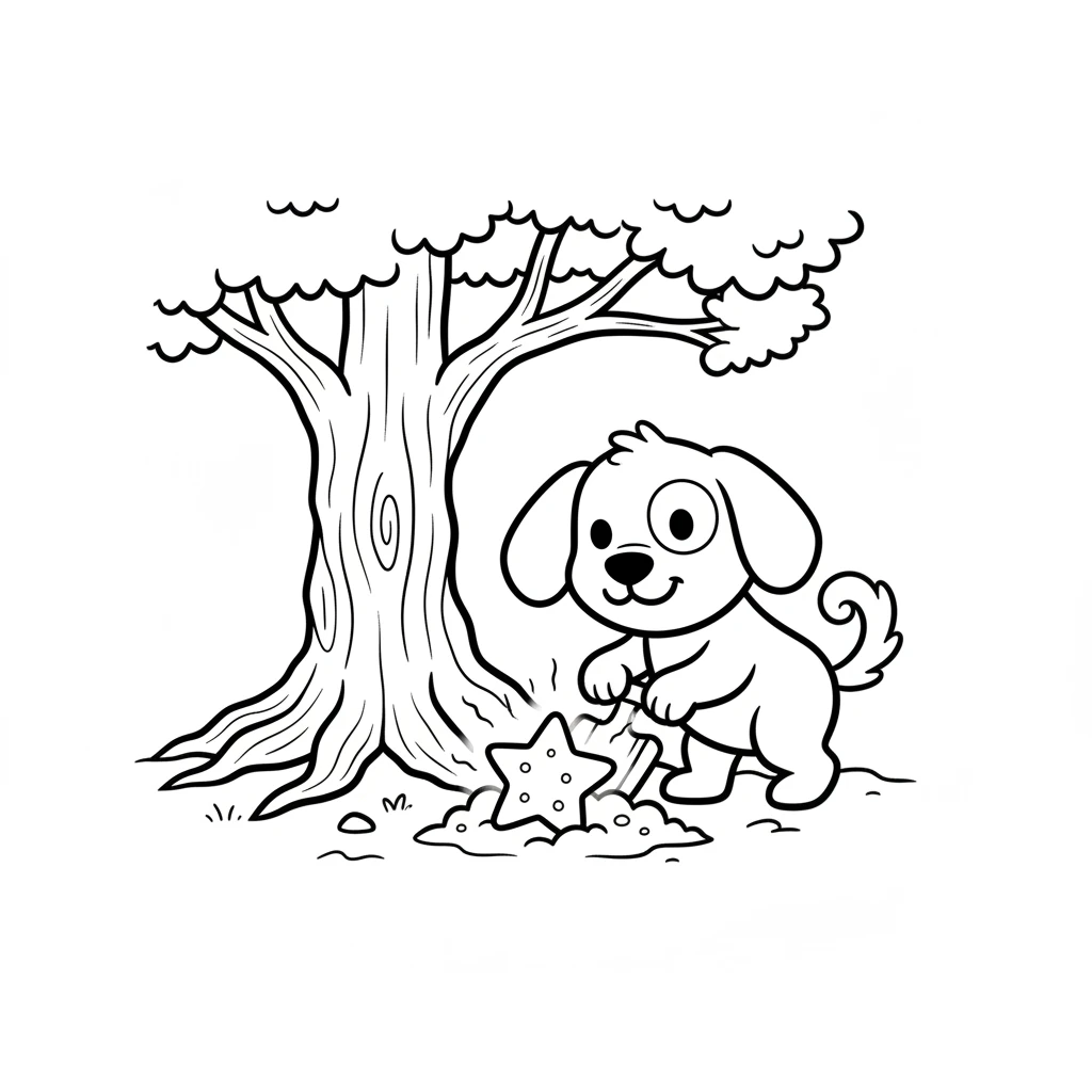One day, while digging under an old oak tree, Cosmo found something special. It was a shimmering, star-shaped pebble that hummed with a soft, warm glow. He felt a tingle right down to his tail.