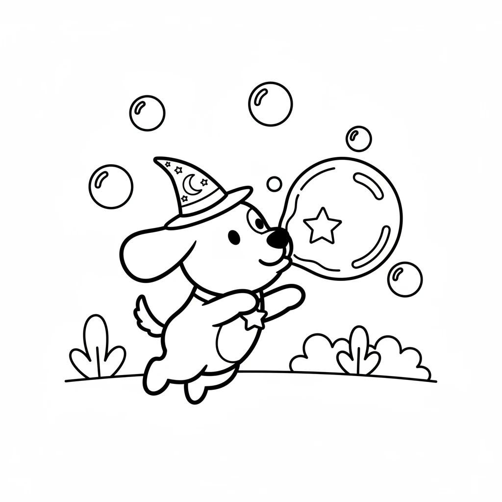 Later that afternoon, Cosmo discovered he could make bubbles appear out of nowhere. Big, round, wobbly bubbles drifted through the garden, reflecting the sunlight. He loved to pop them with his nose.