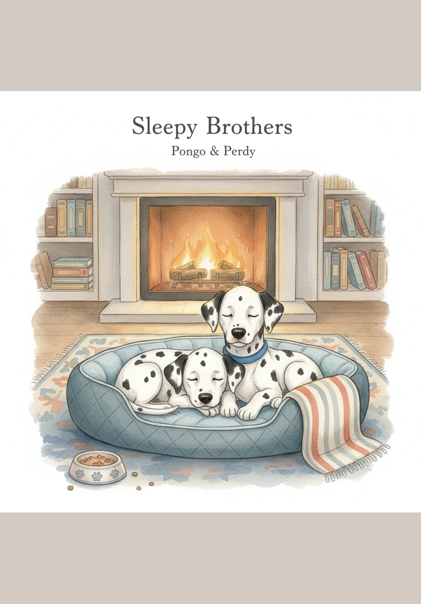 After a warm, bubbly bath and a big bowl of dinner, the two brothers curled up together in their soft basket. They fell fast asleep, dreaming of the spots they would find and the trouble they would get into tomorrow.