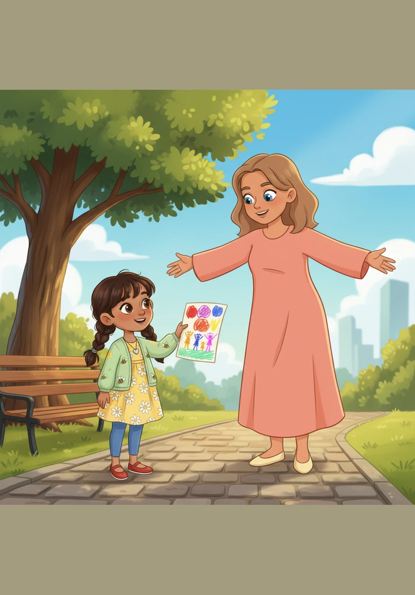 Amina smiles and decides to be very patient. She keeps watering the pot and taking care of it every day. She says Alhamdulillah for the sun and the rain.