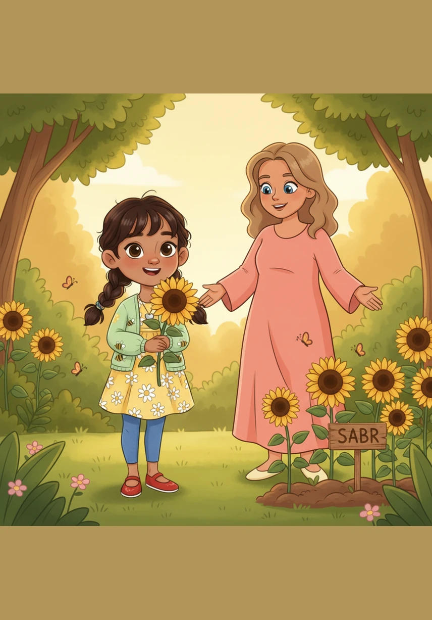 The moral of the story is that Sabr means waiting with a happy heart. Allah loves those who are patient. Always remember to say Alhamdulillah for everything.