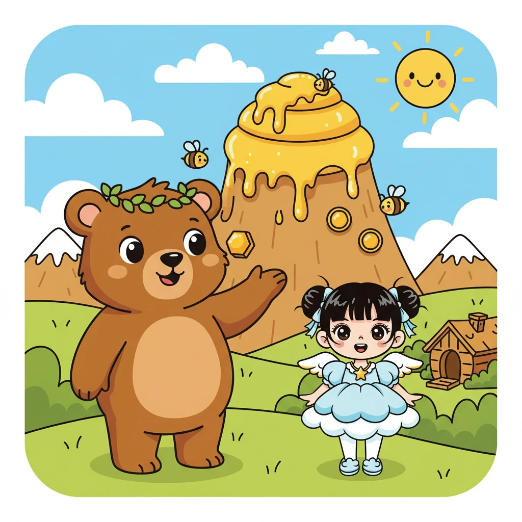 熊宝宝 (xióng bǎo bao) 告诉周丽娟 (zhōu lì juān)，它的家在远处的蜂蜜山。